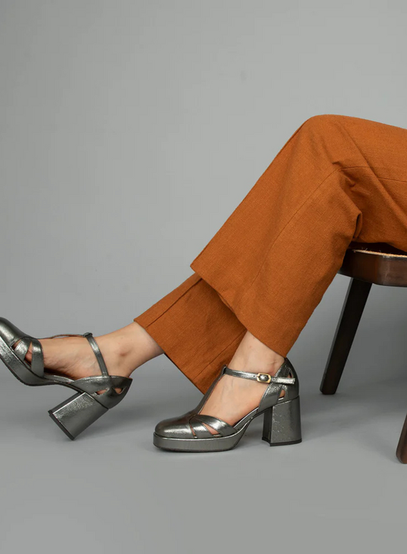 Chaza Heels in Metallic Gunmetal from Esska