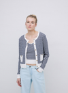 Riz Cardigan in Navy/Crudo Stripe from Yerse