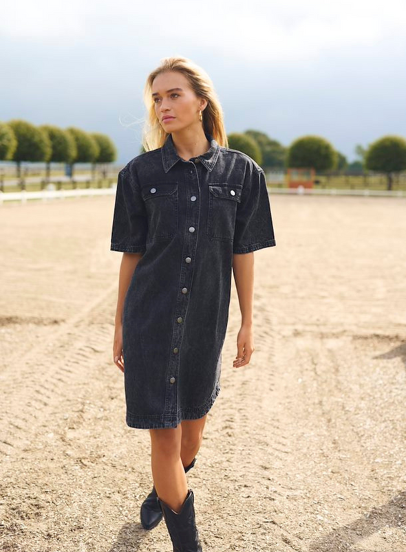 Emma Denim Shirt Dress in Medium Grey Denim from Kaffe