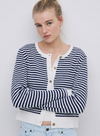 Riz Cardigan in Navy/Crudo Stripe from Yerse