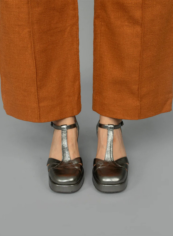 Chaza Heels in Metallic Gunmetal from Esska