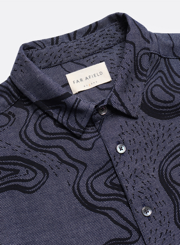 Day Shirt Contours Print in Navy Iris from Far Afield