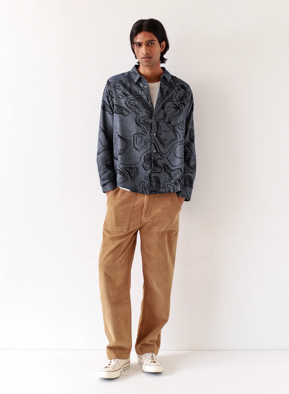 Day Shirt Contours Print in Navy Iris from Far Afield
