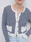 Riz Cardigan in Navy/Crudo Stripe from Yerse