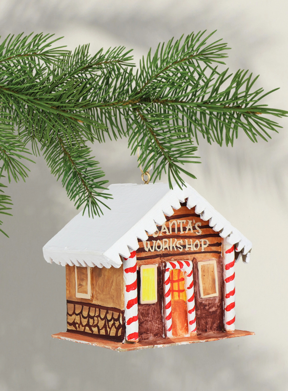 Papier Mache Santa's Workshop Christmas Decoration from Studio THIE
