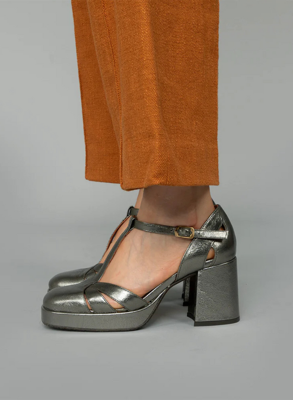 Chaza Heels in Metallic Gunmetal from Esska
