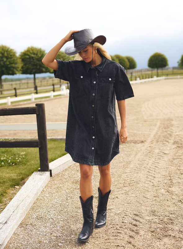 Emma Denim Shirt Dress in Medium Grey Denim from Kaffe