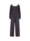 Hestia Shirred Jumpsuit in Black Rainbow Star Explosion from Sugarhill