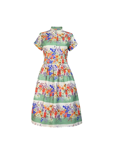 Louise Dress in Green Edible Flowers from Palava