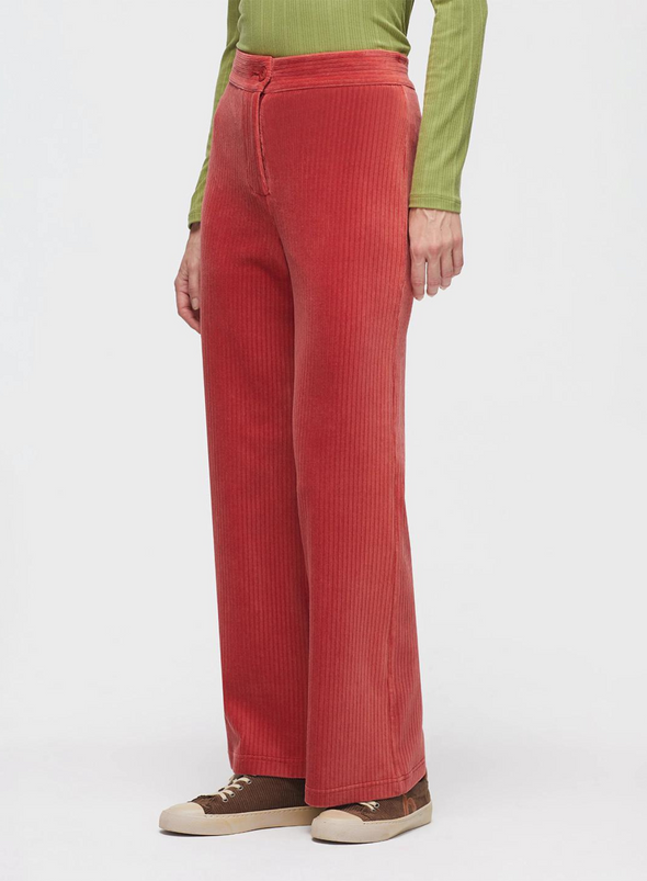 Elastic Corduroy Pants with Zipper Maxi in Pink from Nice Things