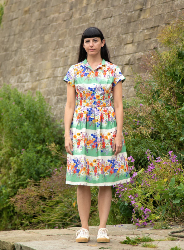 Louise Dress in Green Edible Flowers from Palava