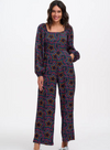Hestia Shirred Jumpsuit in Black Rainbow Star Explosion from Sugarhill