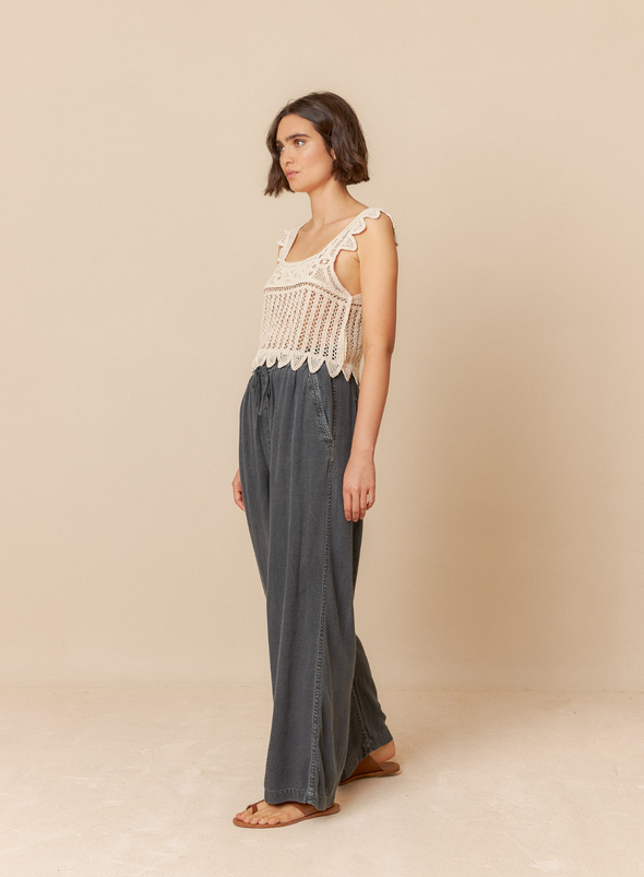 Wide Leg Trousers in Carbon from Indi & Cold