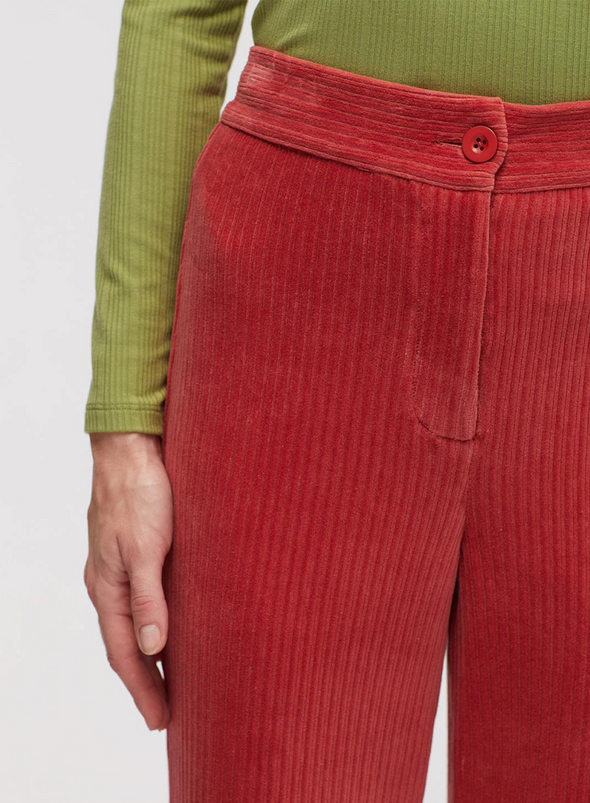 Elastic Corduroy Pants with Zipper Maxi in Pink from Nice Things