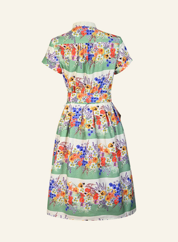 Louise Dress in Green Edible Flowers from Palava