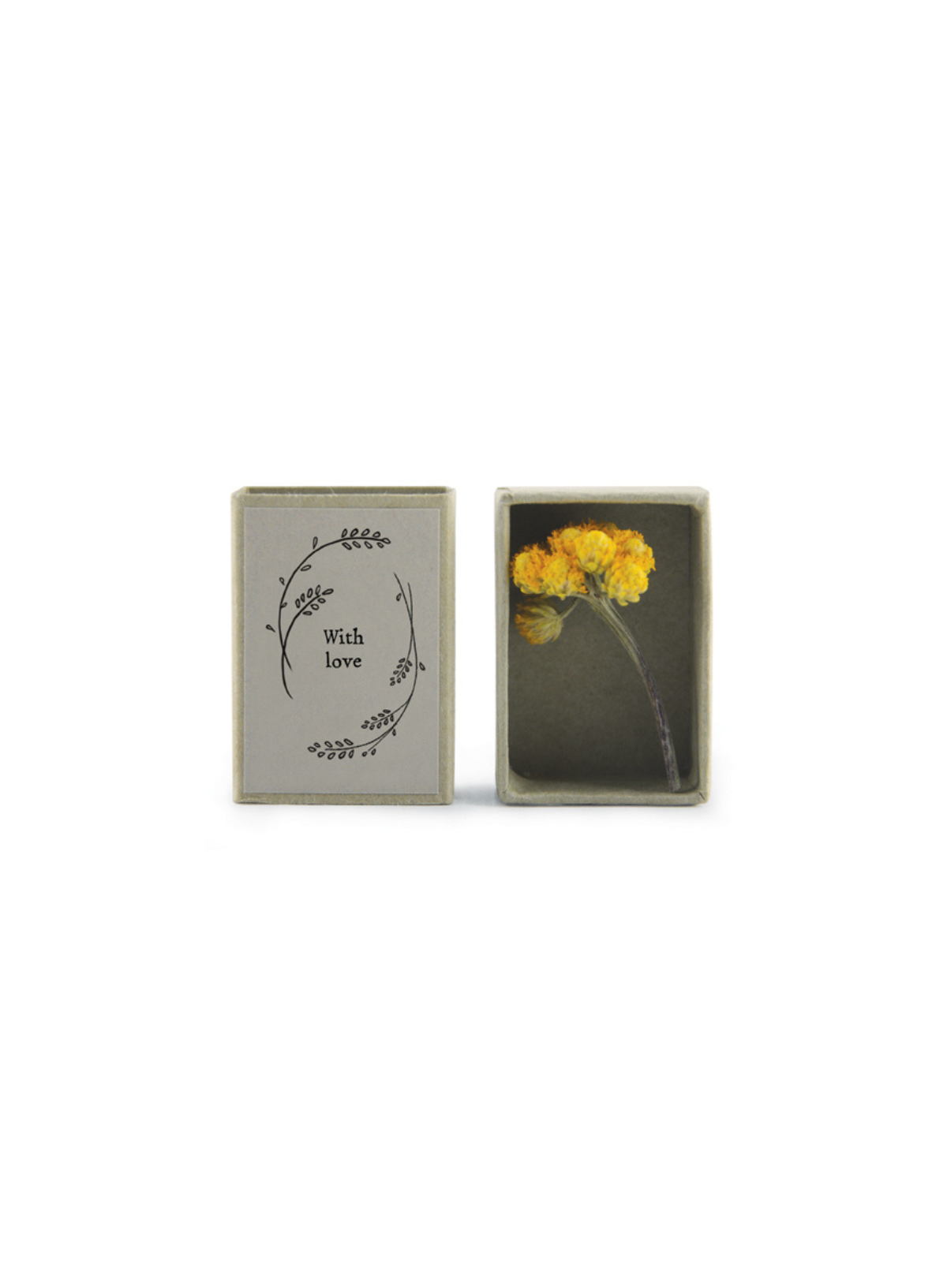 East of India Dried flower matchbox With love