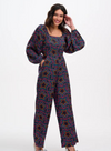 Hestia Shirred Jumpsuit in Black Rainbow Star Explosion from Sugarhill