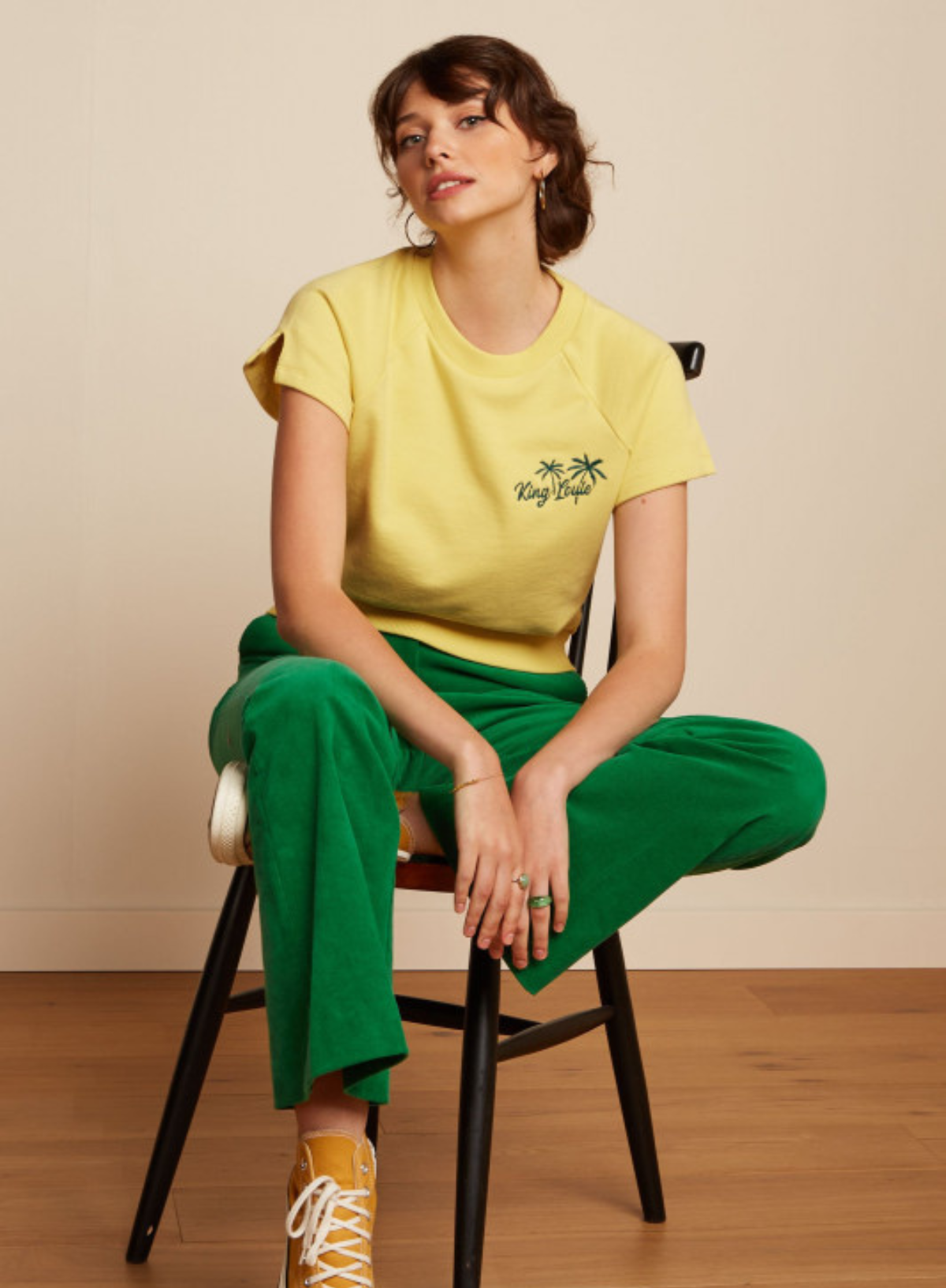 Marcie Flared Pants Babyrib in Meadow Green from King Louie