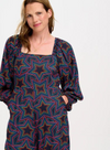 Hestia Shirred Jumpsuit in Black Rainbow Star Explosion from Sugarhill