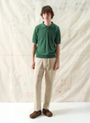 Belser Knitted S/S Polo in Tropical Green Sun Swirls from Far Afield