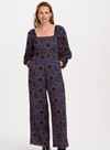 Hestia Shirred Jumpsuit in Black Rainbow Star Explosion from Sugarhill