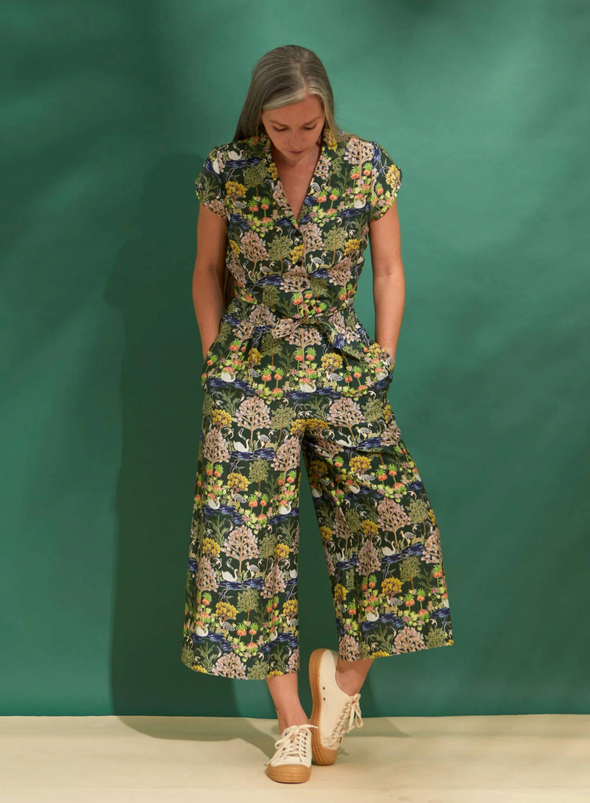 Edith Trousers in Green Botanical Gardens from Palava