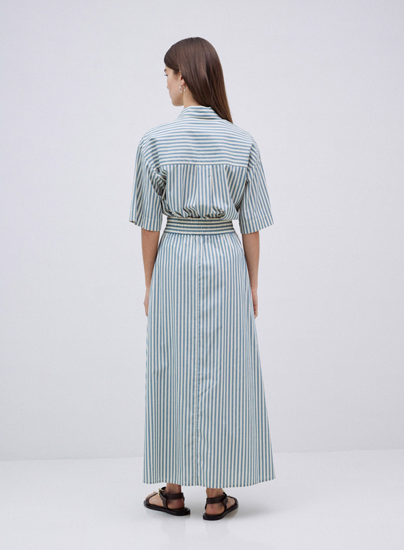 Bubble Long Skirt in Green Stripes from Yerse