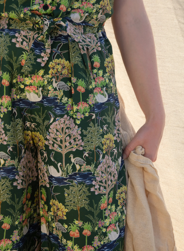 Edith Trousers in Green Botanical Gardens from Palava