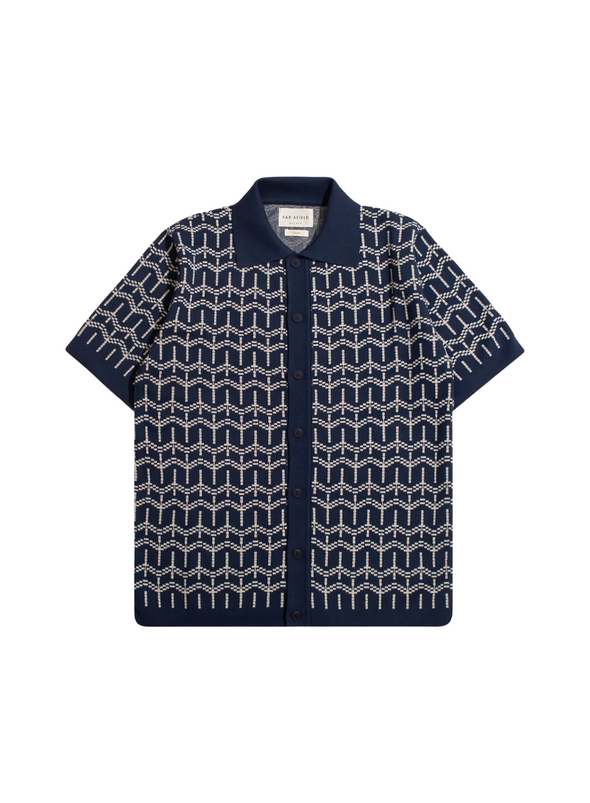 Zigger Cardigan in Navy Iris Palm Tree from Far Afield