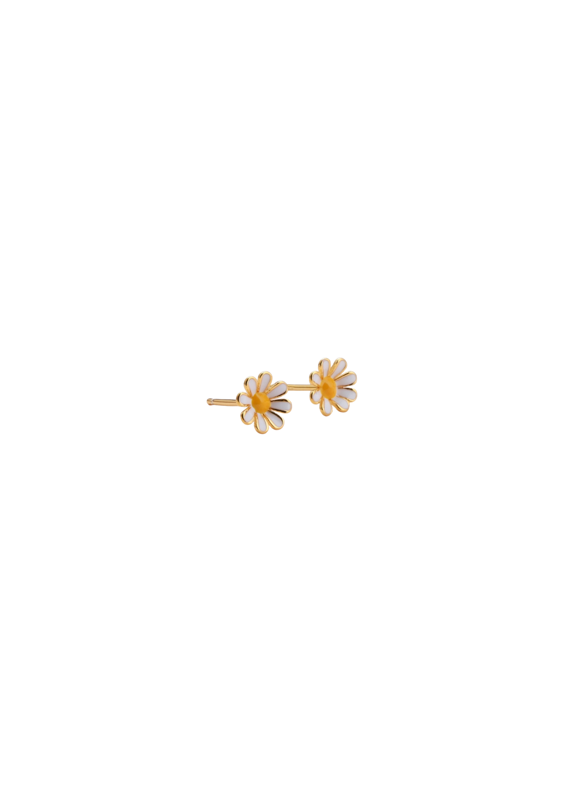 Attic Creations No Rain no Flowers Enamel Daisy Earrings in Gold
