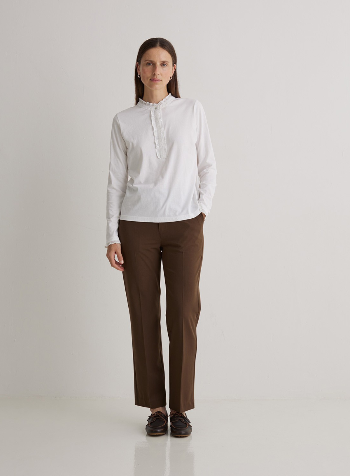 Chantal Long Sleeve Top in White from Yerse