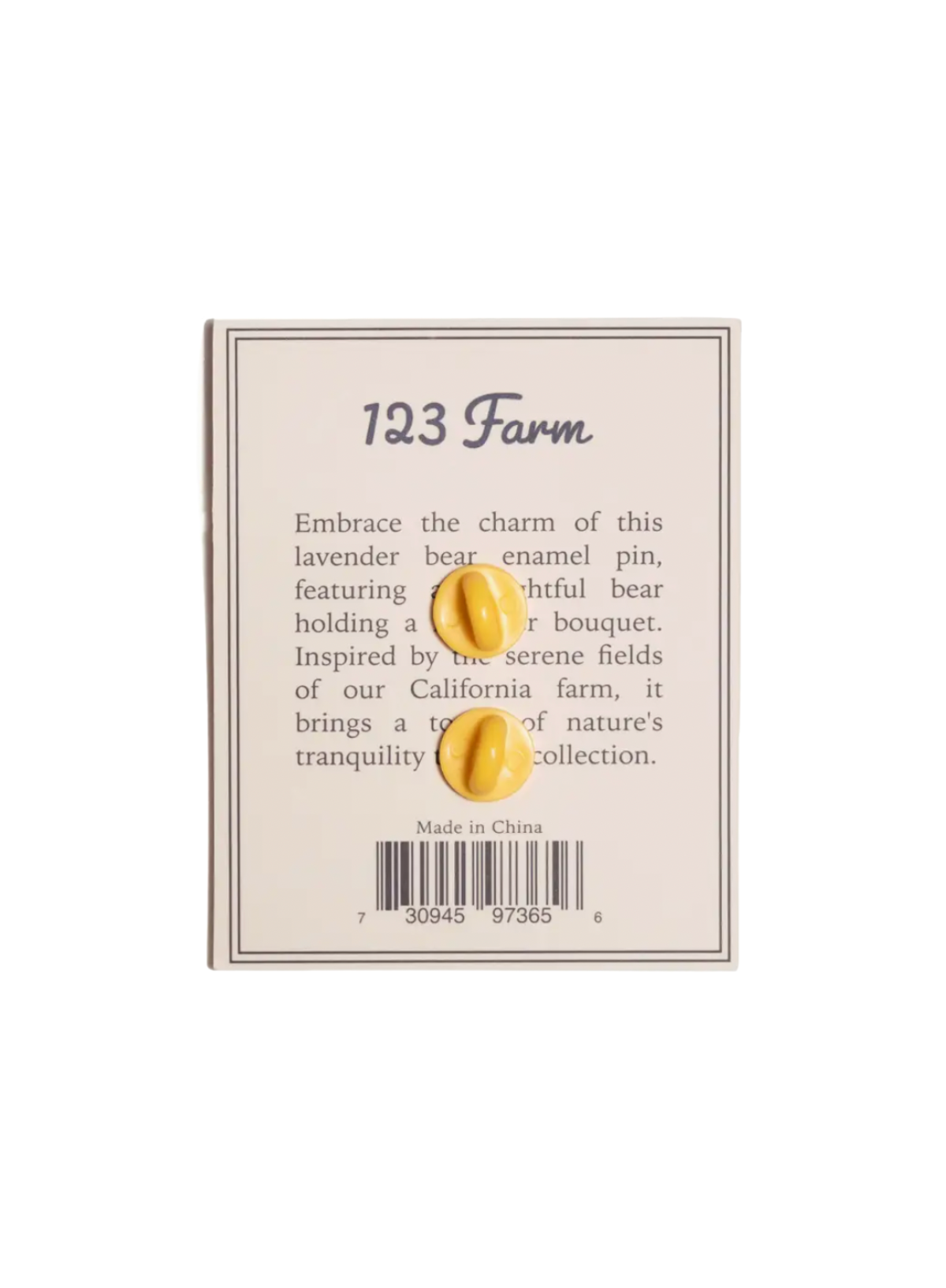 123 Farm Bear Holding Lavender Enamel Pin