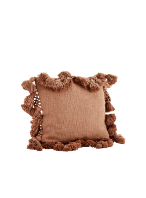 Dark Nude Cushion with Tassels from Madam Stoltz