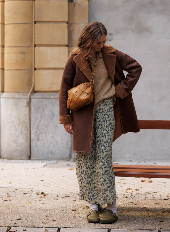 Mid Length Coat in Chocolate from Indi & Cold