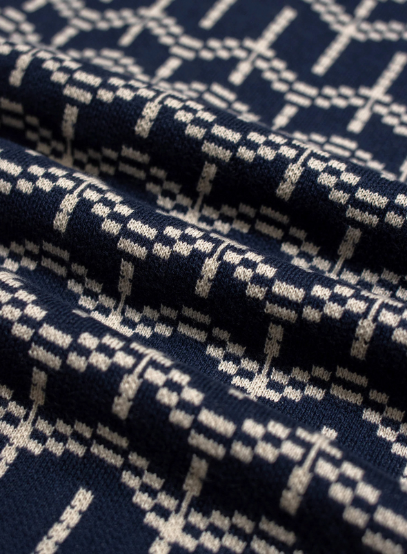Zigger Cardigan in Navy Iris Palm Tree from Far Afield