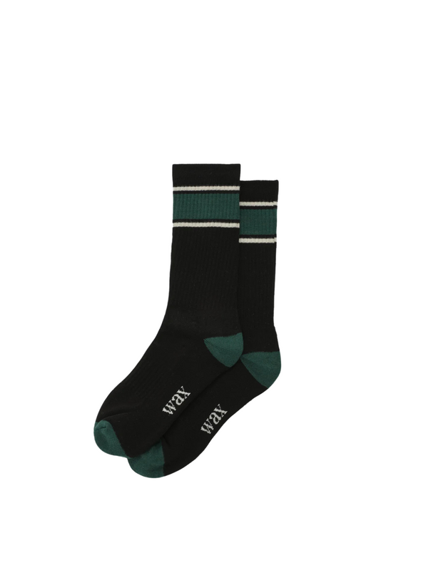 Sports Sock Running Stripe in Black/Green from Wax London