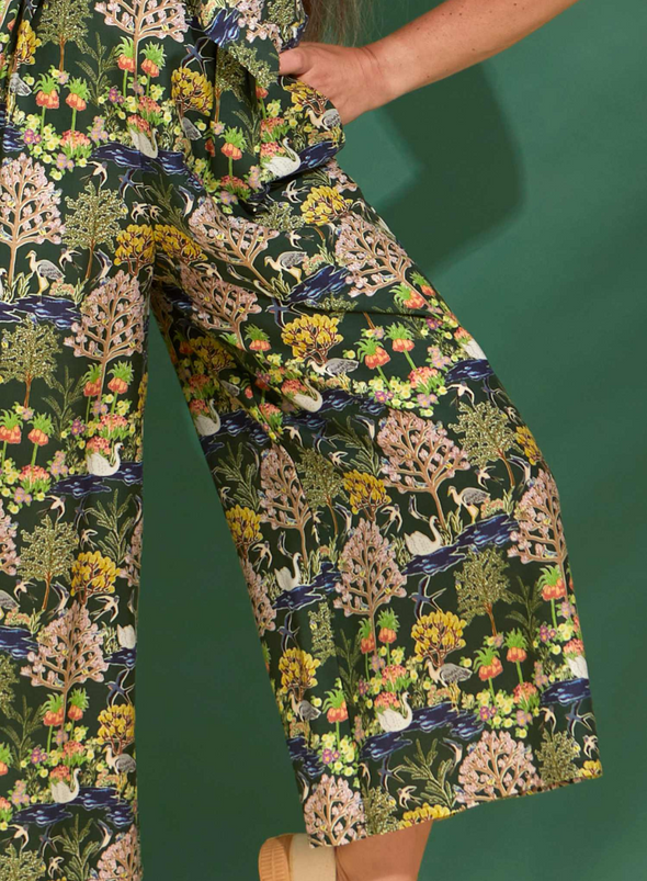 Edith Trousers in Green Botanical Gardens from Palava