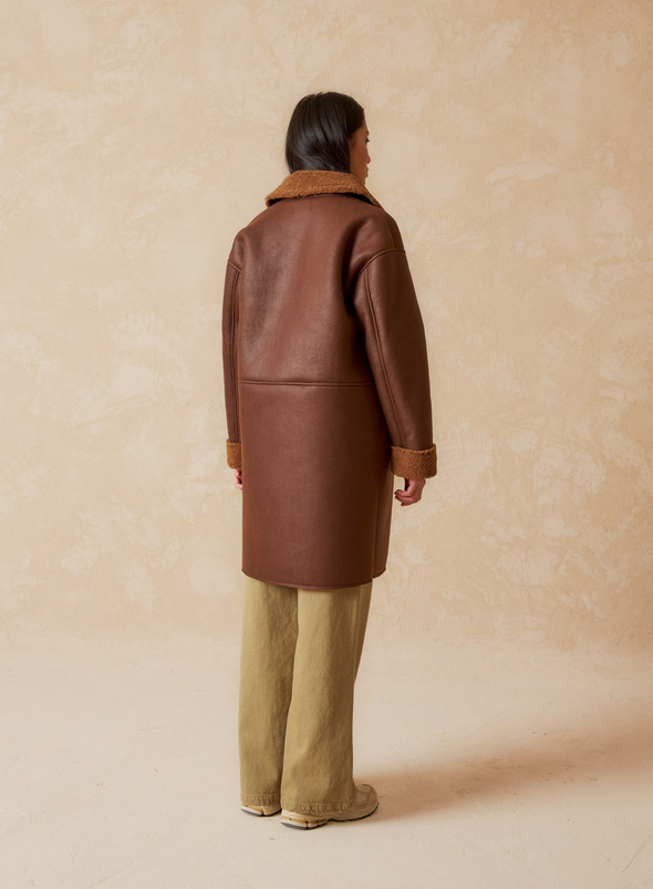 Mid Length Coat in Chocolate from Indi & Cold