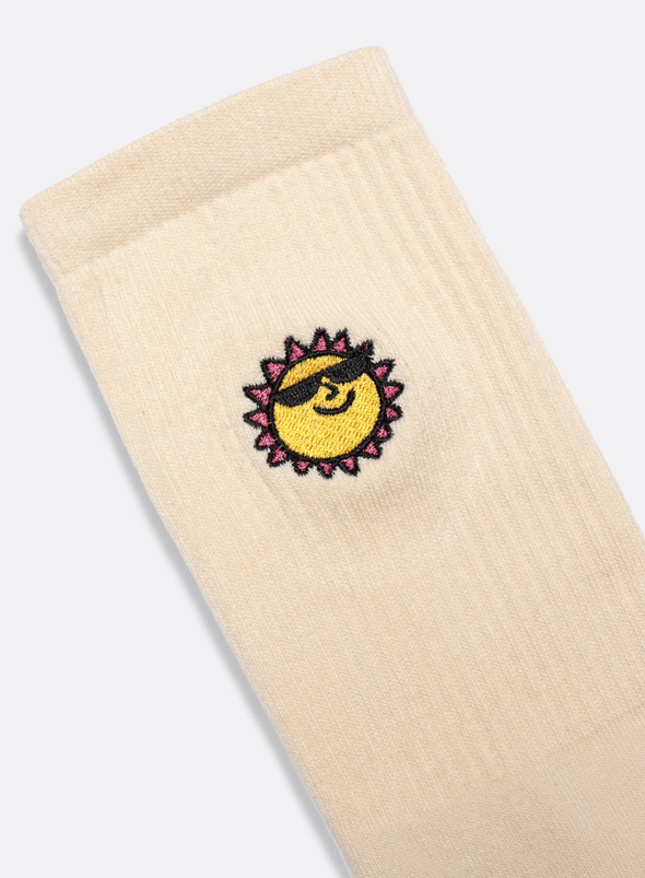 Embroidered Socks in Off White Sunny Motif from Far Afield