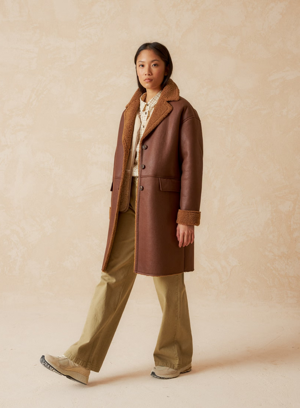 Mid Length Coat in Chocolate from Indi & Cold