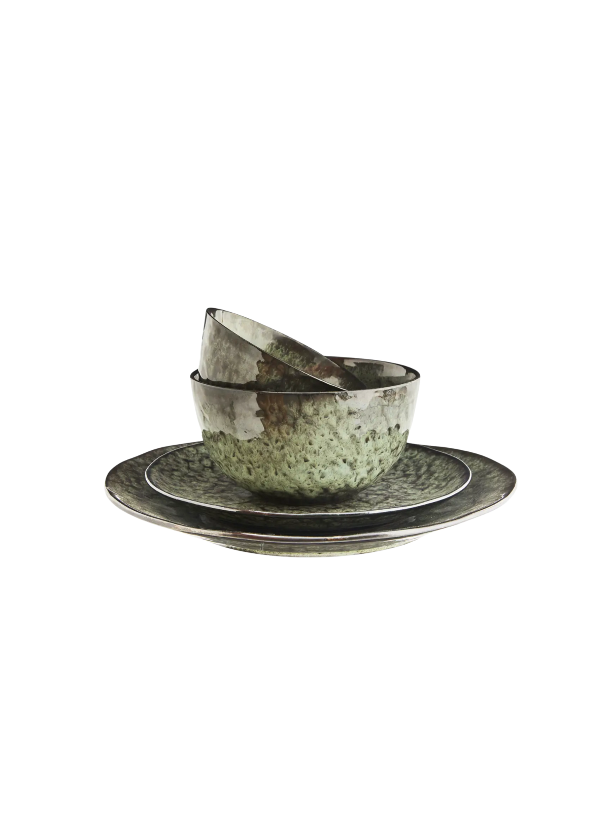 Small Glazed Green/Brown Stoneware Bowl