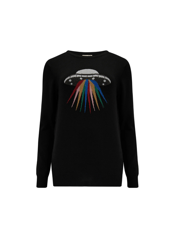 Astrid Jumper in Black Rainbow UFO from Sugarhill