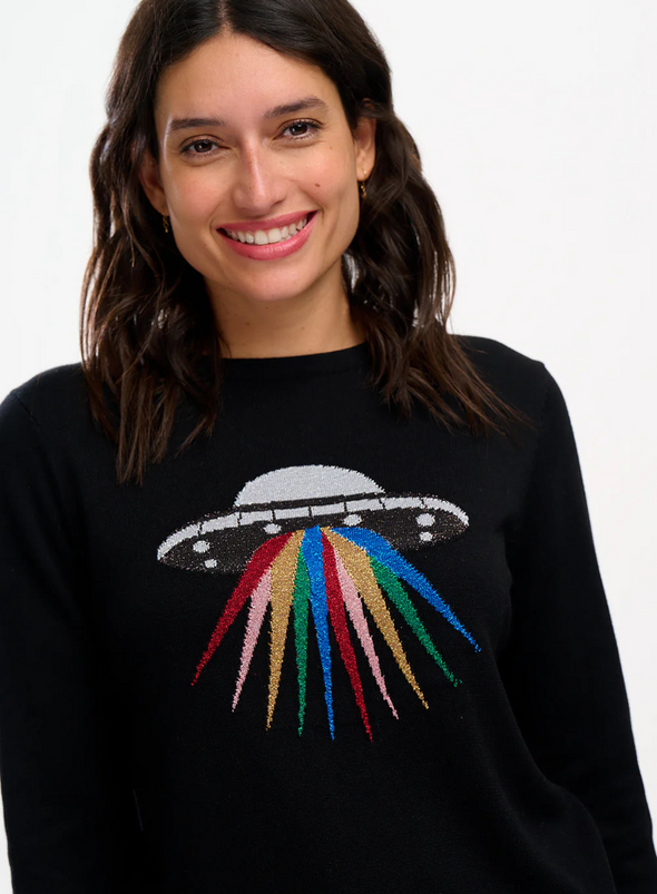 Astrid Jumper in Black Rainbow UFO from Sugarhill