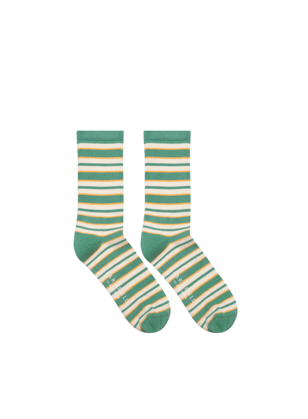 Ribbed Stripe Socks in Multi Frosty Green from Far Afield