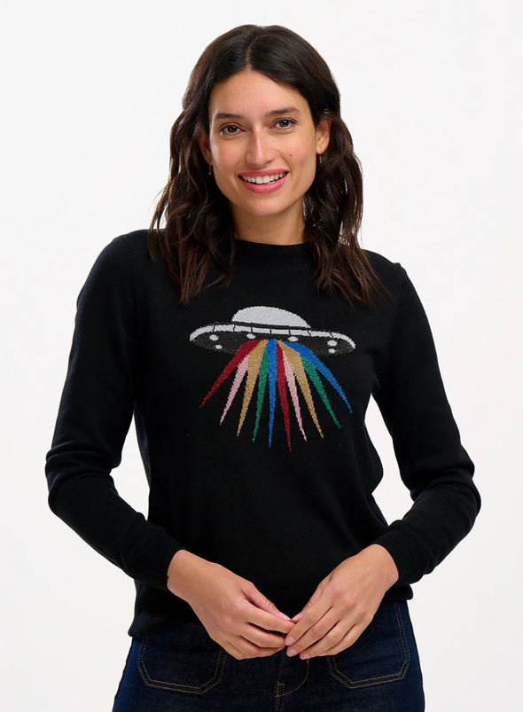 Astrid Jumper in Black Rainbow UFO from Sugarhill