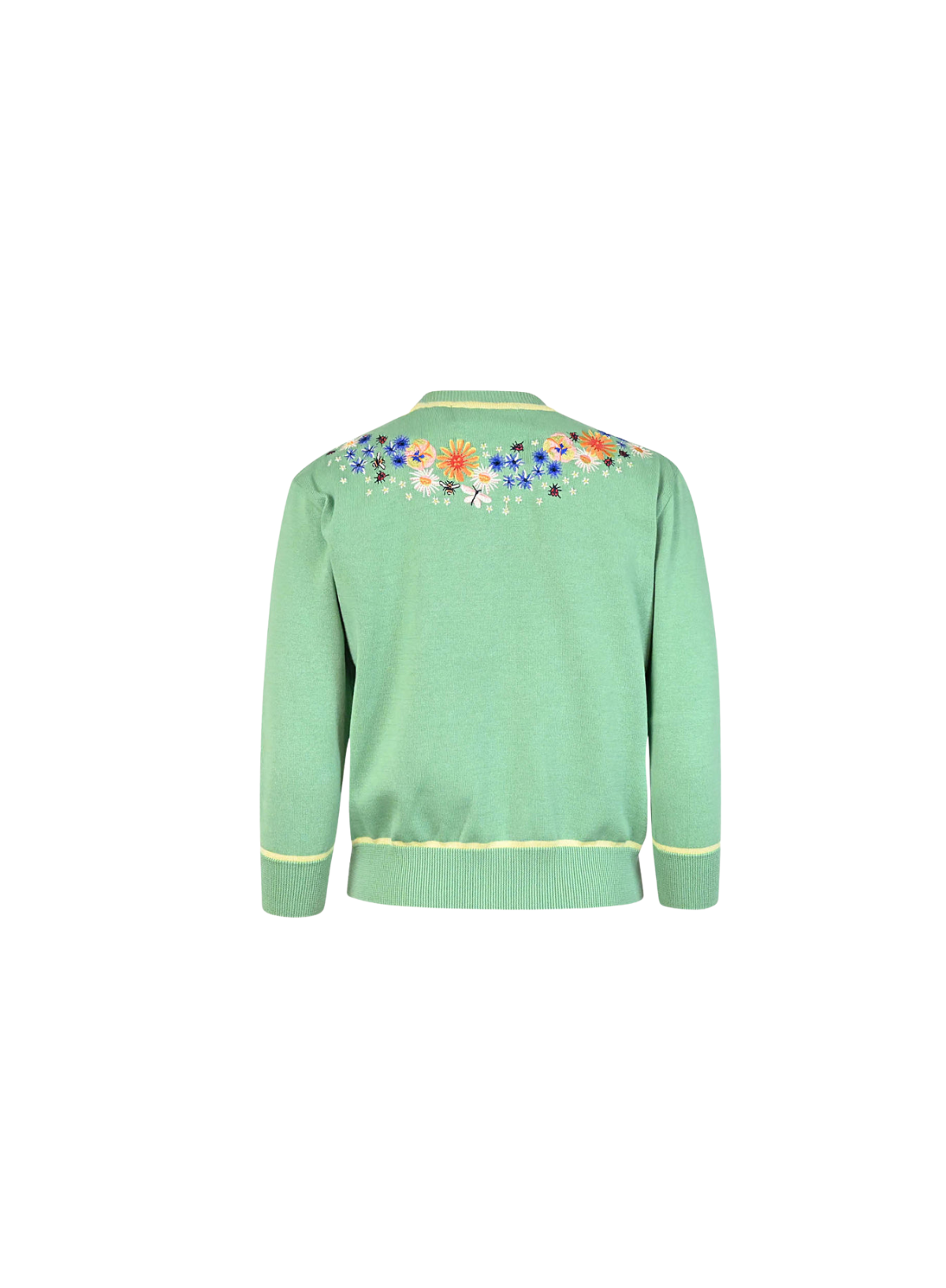 Vera Large Embroidery Cardigan in Green Edible Flowers from Palava