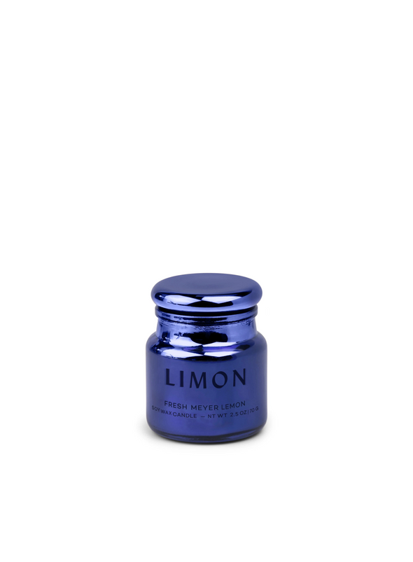 Chroma Limon Cobalt Metallic Glass Candle in Meyer Lemon from Paddywax