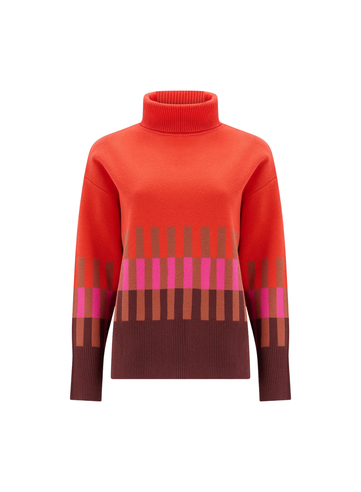 Sugarhill Serita Roll Neck Jumper in Orange Section Stripes