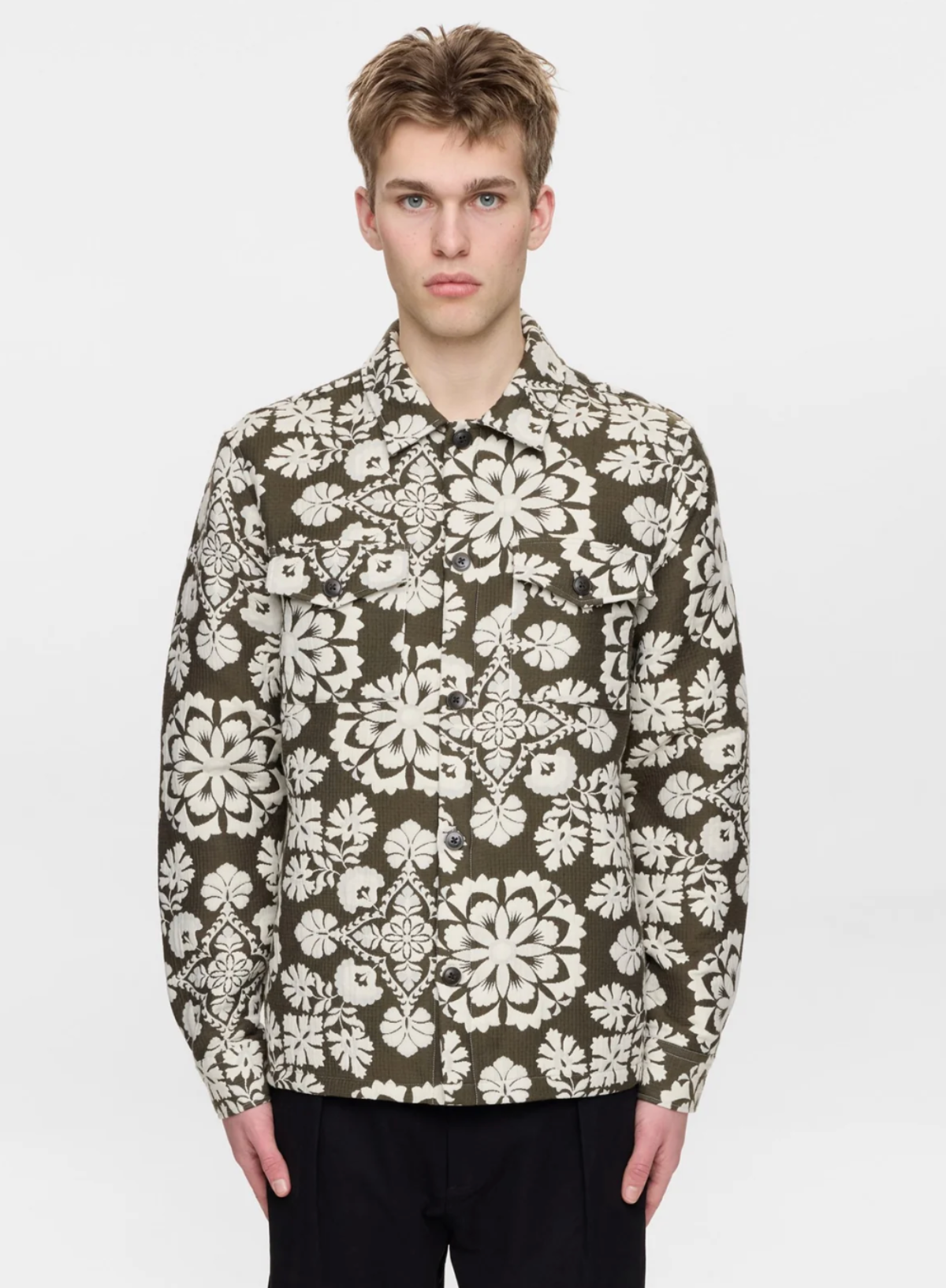 Anerkjendt Oscar Flower Jacq Overshirt in Forest Night