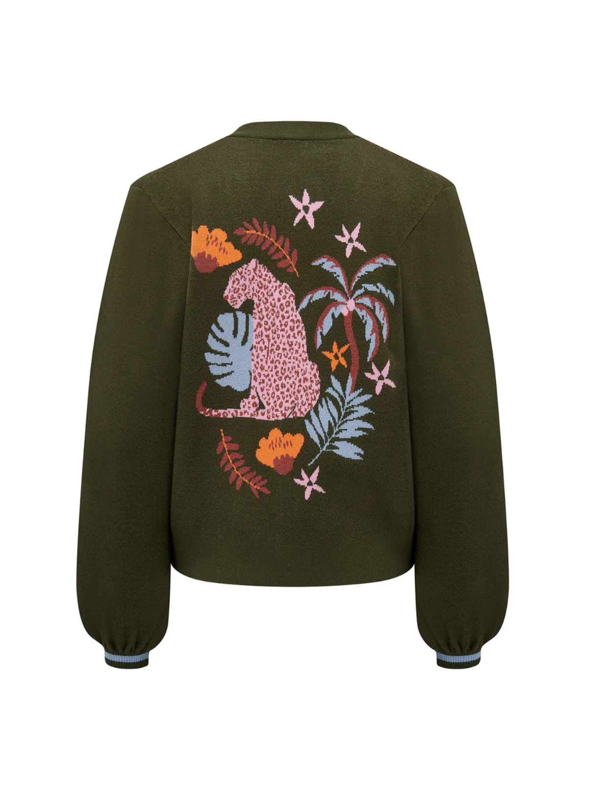 Sugarhill Adrian Leopard Jungle Khaki Cardigan